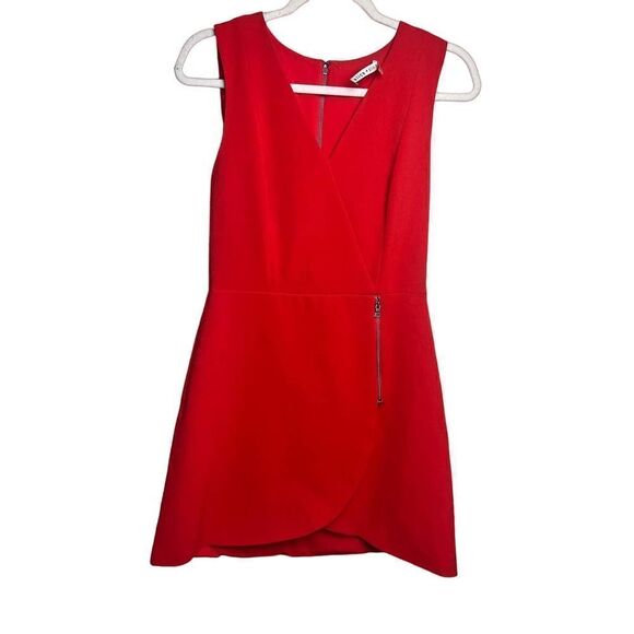 Alice + Olivia Lennon Red Sleeveless Front Zipper Dress Sz. 6 - Picture 3 of 8